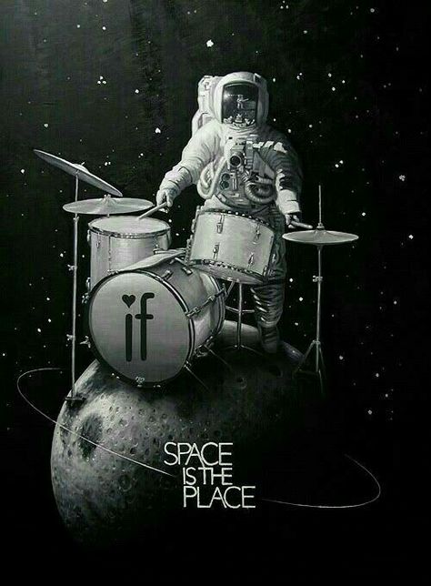 Astronaut Drummer, Drummer Tattoo, Drums Wallpaper, Drum Tattoo, Space Art Gallery, Astronaut Illustration, Astronaut Wallpaper, Music Illustration, Space Artwork