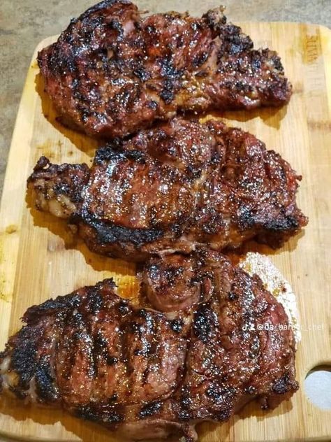 Louisiana Cajun Cooking And Recipes | Ribeye steak  | Facebook Ribeye Steak Recipe, Food Potatoes, Barbeque Pit, Rib Eye Recipes, Good Steak Recipes, Cooking Steak, Ribeye Steak Recipes, Lamb Steaks, Louisiana Cajun