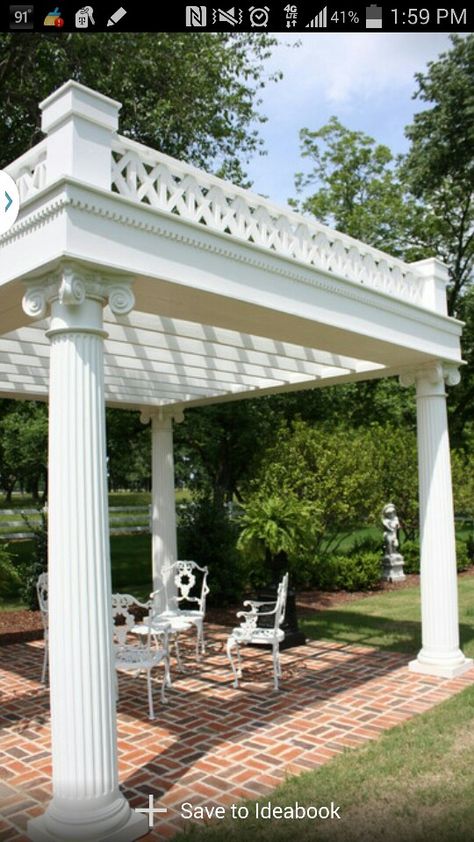 Fancy Pergola Ideas, French Pergola, Landscape Pergola, Garden Columns, Modern Pergola Designs, Deck Shade, Outdoor Improvements, Terrace Tiles, Backyard Structures