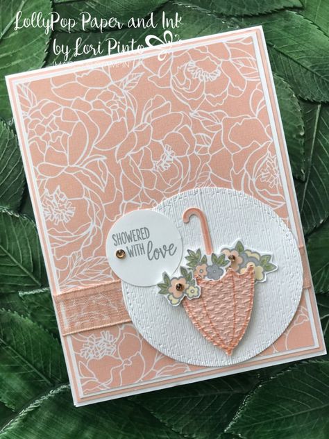 Stampin Up Under My Umbrella, Bridal Shower Umbrella, Umbrella Cards, Showered With Love, Weather Cards, Wedding Shower Cards, Peony Garden, Magnolia Stamps, Wedding Cards Handmade