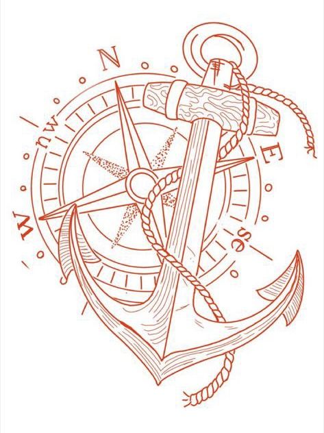 Compass And Anchor Tattoo Design, Navigator Tattoo, Nautical Compass Drawing, Compass And Anchor Tattoo, Anchor And Compass Tattoo, Compass Tattoo Drawing, Compas Tattoo, Anchor Compass Tattoo, Nautical Compass Tattoo