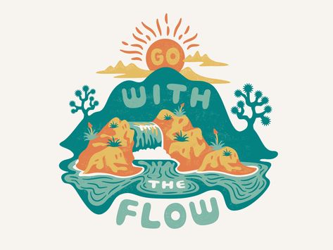 Go with the Flow Tee by Zach Roszczewski Go With The Flow Illustration, Go With The Flow Drawing, Go With The Flow Aesthetic, Go With The Flow Wallpaper, Climbing Tshirts, Go With The Flow Quotes, Flow Illustration, Tshirt Images, Drawing Competition