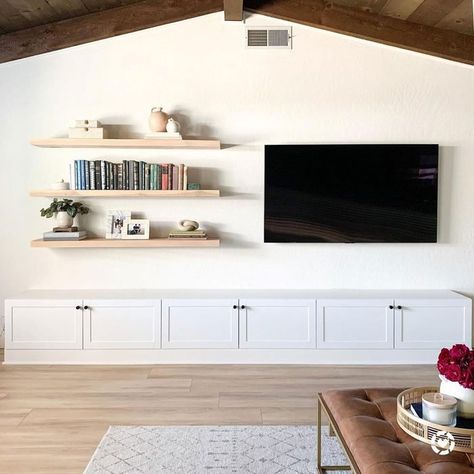 Floating Shelves Tv Wall, Living Room Shelving, Shelves Around Tv, Shelving Units Living Room, Modern Shelving Units, Wall Shelves Living Room, Navy Living Rooms, Contemporary Shelving, Floating Shelves Living Room