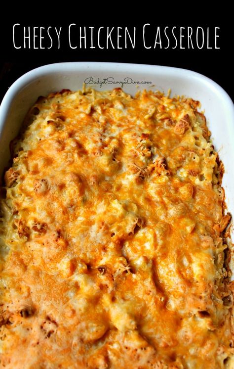 Do you like chicken and cheese? If so this simple casserole dish is for you! Cheesy Chicken Casserole Recipe Chicken And Cheese Casserole Recipes, Best Casserole Recipes Top 10, Simple Chicken Casserole Recipes, Cheese Chicken Casserole, Chicken And Cheese Casserole, Cheesey Chicken, Recipes Budget, Cheesy Chicken Casserole, Chicken Pasta Casserole