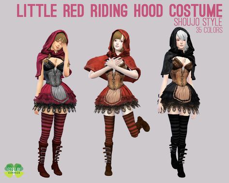 Sims Halloween Costume, Little Red Riding Hood Costume, Riding Hood Costume, Sims 4 Cas Mods, Red Riding Hood Costume, Sims 4 Anime, Sims 4 Mm Cc, Roseanne Park, Sims 4 Cc Folder