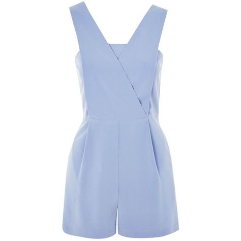 TopShop Structured Pinafore Playsuit (1 060 ZAR) ❤ liked on Polyvore featuring jumpsuits, rompers, dresses, playsuit, blue, romper, pale blue, v neck romper, wrap rompers and blue romper V Neck Romper, Outrageous Fashion, Pleated Jumpsuit, Circus Costume, Jumpsuit Blue, Designer Jumpsuits, Short Playsuit, Wrap Romper, Blue Romper