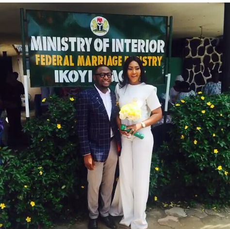 Ubi Franklin and Lilian Esoro at the Federal Marriage Registry, Ikoyi-Lagos  www.loveweddingsng.com Marriage Registry, Registry Wedding, Court Wedding, Wedding Court, More Photos, See More, Lab Coat, Entertainment, Pants