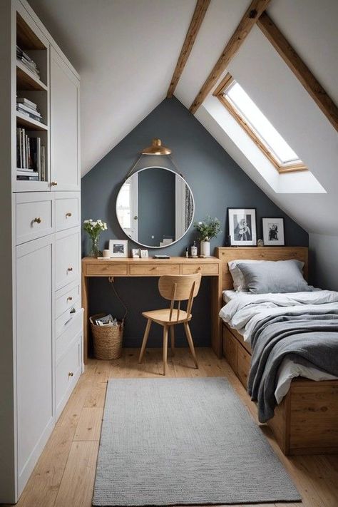 Ideas For Low Ceilings, Small Attic Bedroom Ideas, Slanted Ceiling Bedroom, Low Ceiling Attic, Sloped Ceiling Bedroom, Small Attic Bedroom, Small Attic Room, Attic Bedroom Ideas, Slanted Walls