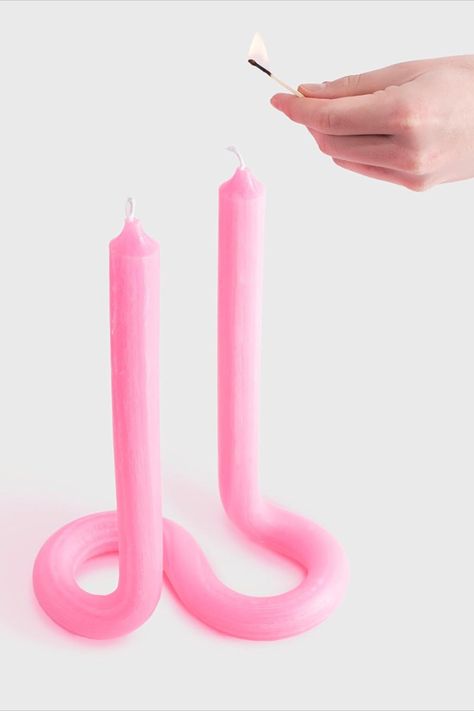 Gessato Twist Candle, Pink Bendy Candle, Twist Candles, Bendy Candles, Type Of Girlfriend, Twist Candle, Candle Design, Chinese Money Plant, Classic Candles, Instant Film Camera