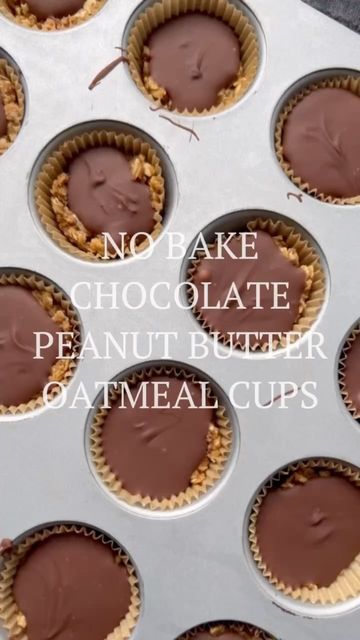 melissa rifkin ms rd cdn on Instagram: "No bake chocolate peanut cups You'll need: 1 cup @georgiagrinders 1/4 cup + some maple syrup 1 3/4 cup oats Chocolate chips Mix PB + maple + oats in a bowl, press into mini cupcake liners. Next melt chocolate and pour on top... place in freezer. Recipe by @beamingbaker" Peanut Butter Oatmeal Cups Healthy, Pb Oat Cups, No Bake Pb Oat Cups, Chocolate Peanut Butter Oatmeal Cups, Nutella Deserts, No Bake Peanut Butter Chocolate Oat Cups, Peanut Butter Cup Baked Oats, Peanut Butter Chocolate Oat Cups, Honey Dessert