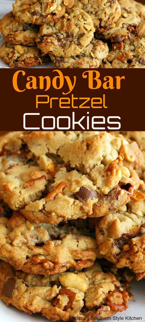 Bars With Pretzels, Candy Bar Cookies, Pretzel Cookies, Cookie Brownie Bars, Recipes Cake, Cookie Time, Candy Cookies, Think Food, Food Stuff