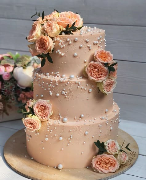 Tres Leches Quinceanera Cake, Cake For 80 People, Sage Beige Wedding, Rose Gold Quince Theme, Dusty Rose Wedding Cake, Dusty Rose Cake, Gold Quince Theme, Cute Cakes Ideas, Cake Pink Flowers