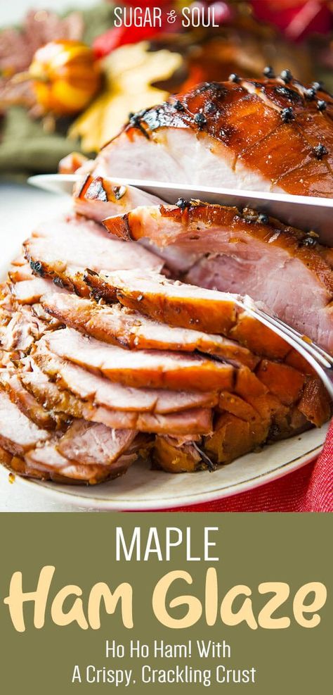 Maple Ham Glaze, Leftover Ham Recipes Casseroles, Maple Glazed Ham Recipes, Best Ham Recipe, Easy Ham Glaze, Maple Ham, Ham Sauce, Thanksgiving Ham, Maple Glazed Ham