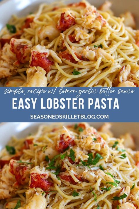 Lobster With Pasta Recipes, Lemon Pepper Lobster Pasta, Lobster Tail Meat Recipe, Langostino Lobster Recipes Pasta, Pasta With Langostino, Recipes With Langostino Tails, Lobster Tail And Pasta Recipes, Lobster Tail Pasta Dinners, Pasta With Lobster Tails