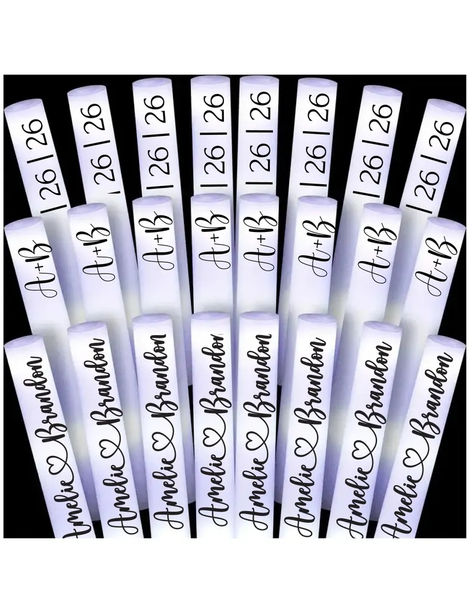 Personalized Wedding Glow Sticks Personalized Glow Sticks, Led Foam Sticks Wedding, Foam Sticks Wedding, Wedding Glow Sticks, Led Foam Sticks, Let Love Glow, Wedding Send Off, Glow Stick, New Year's Eve Celebrations