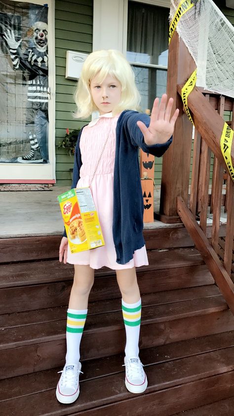 Eleven And Max Costume, Diy Eleven Costume Stranger Things, Eleven Stranger Things Halloween Costume, 11 Costume Stranger Things, Eleven Stranger Things Costume Diy, 11 Stranger Things Costume, Stranger Things Costume Eleven, Diy Eleven Costume, Eleven Stranger Things Outfit