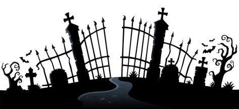 Cemetery Entrance, Halloween Windows, Black And White Coloring Pages, Addams Family Musical, Halloween Cemetery, Nightmare Before Christmas Tattoo, Halloween Graveyard, Perspective Drawing Lessons, Laser Cut Wood Crafts