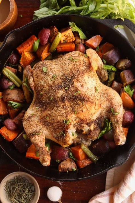 AIP Roast Chicken (Easy AIP & Paleo Whole Chicken Recipe) - Sonora In Bold Aip Roasted Chicken, Aip Whole Chicken Recipes, Aip Roast, Paleo Baked Chicken, Aip Dinners, Aip Chicken, Whole Chicken Recipe, Low Carb Dinner Chicken, Inflammation Recipes