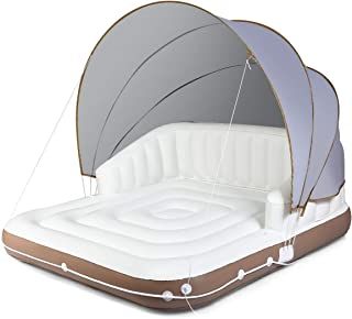 Giantex Canopy Island Inflatable Lounge, Floating Island Raft w/SPF50+ Retractable Detachable Sunshade, 71" x 71" Inflatable Pool Inflatable Floating Island, Floating Canopy, Floating Lounge, Inflatable Island, Swim Float, Pool Rafts, Swimming Pool Floats, Floating Island, Retractable Canopy