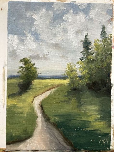 Meandering Path, Oil Painting Nature, Oil Pastel Art, Canvas Painting Designs, Landscape Art Painting, Tableau Art, Nature Art Painting, Aesthetic Painting, Art Inspiration Painting