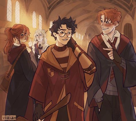 by Viria :) Art Harry Potter, Harry And Ginny, Harry Potter Artwork, Harry Potter Comics, Harry Potter Ships, Harry Potter Drawings, Potter Art, Harry Potter Anime, Albus Dumbledore