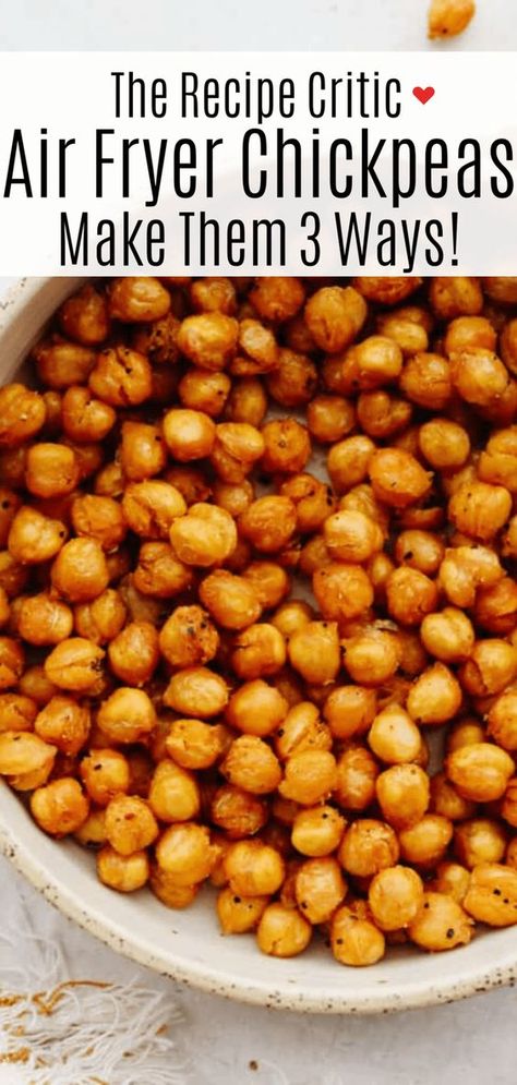 Crispy Air Fryer Chickpeas, Air Fryer Chickpeas, Vegan Chickpea Recipes, Toasted Chickpeas, Pea Snacks, New Air Fryer Recipes, Chickpea Snacks, Crispy Chickpeas, Pea Recipes