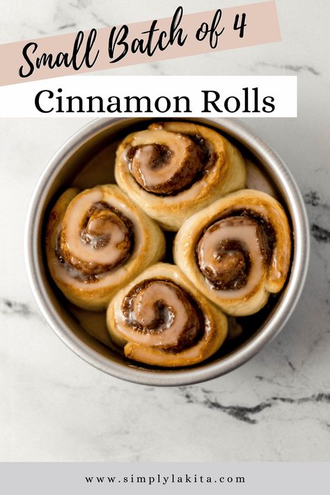 Cinnamon Rolls Small Batch Recipe, Personal Cinnamon Roll, Small Cinnamon Roll Recipe, Quick One Person Dessert, Small Batch Of Cinnamon Rolls, Small Batch Cinnamon Rolls Homemade, Small Batch Cinnamon Roll Recipe, Small Batch Baking Recipes, Cinnamon Rolls Small Batch