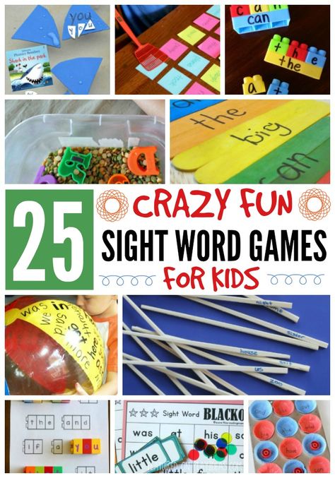 25 Crazy Fun Sight Word Games For Kids Games For Kindergarteners, Free Sight Word Games, Kindergarten Sight Word Games, Word Games For Kids, Sight Word Fun, Learning Sight Words, Teaching Sight Words, Early Reading Skills, Kindergarten Games