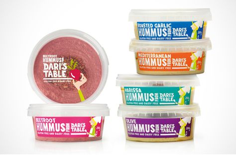 Dari's Table #packaging #PET #tubs Hummus Flavors, Chic Peas, Roasted Garlic Hummus, Packaging Snack, Cheese Packaging, Bottle Design Packaging, Spice Labels, Consumer Behaviour, Chili Oil