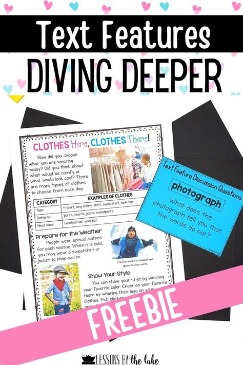 Are you planning your text features unit for your 2nd grade readers? This post dive deep into how to ask engaging meaningful questions to get your students thinking! The FREEBIE is perfect to use with any nonfiction text that interests your class. It is the perfect addition to your text feature lessons. Text Features 2nd Grade, Text Features Activities, Daily 5 Centers, Meaningful Questions, Fun Reading Activities, 3rd Grade Activities, Nonfiction Text Features, Literacy Games, 2nd Grade Reading