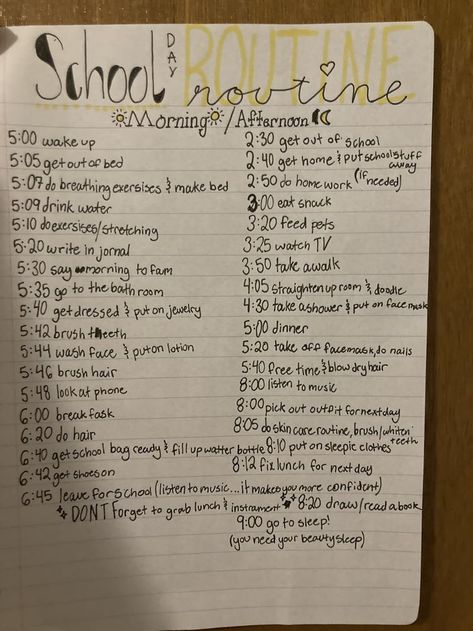 You can change the times according to your school's routine :) Change Handwriting, Change Your Handwriting, Morning Routine School, School Bag Essentials, Eat Snacks, Girl Tips, Getting Out Of Bed, New School Year, How To Make Bed