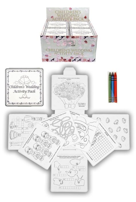 Wedding Scavenger Hunt, Crayons Drawing, Fun Wedding Activities, Kids Wedding Favors, Kids Party Bags Fillers, Puzzle Party, Wedding Activity, Kids Wedding Activities, Drawing Colouring