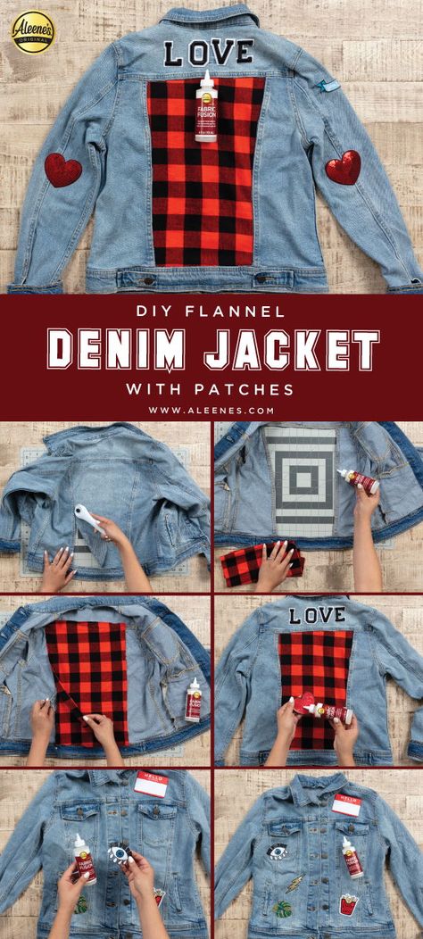 Upcycle Jean Jacket, Fabric Fusion, Jean Jacket Diy, Denim Diy Clothes, Upcycled Denim Jacket, Diy Denim Jacket, College Gear, Demin Jacket, Diy Jacket