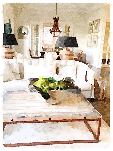 Kiawah Beach House via my new Waterlogue app www.gardenvarietydesign.com Watercolor Interior, Chair Design Wooden, French Paintings, Architectural Rendering, Architecture Model House, Interior Sketch, Art Instructions, Watercolor Inspiration, Architecture Model