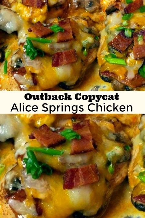 Outback Steakhouse Alice Springs Chicken - Aunt Bee's Recipes Outback Steakhouse Alice Springs Chicken, Alice Springs Chicken Outback, Alice Springs Chicken, Honey Mustard Recipes, Mustard Recipe, Outback Steakhouse, Spring Chicken, Copycat Restaurant Recipes, Alice Springs