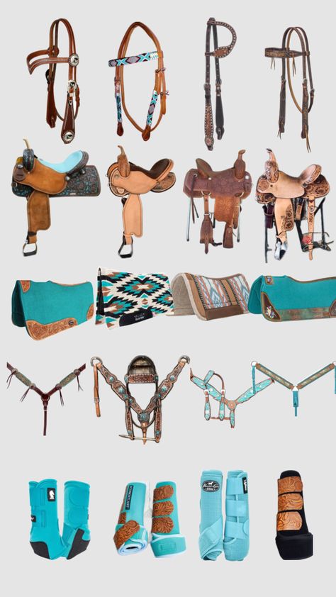 #saddle #country #western #rodeo #horse Western Horse Tack Turquoise, Western Riding Tack, Western Tack Sets, Barrel Racing Tack Rodeo, Bling Horse Tack, Headstalls For Horses, Horse Barn Ideas Stables, Horse Barn Designs, Barrel Racing Saddles