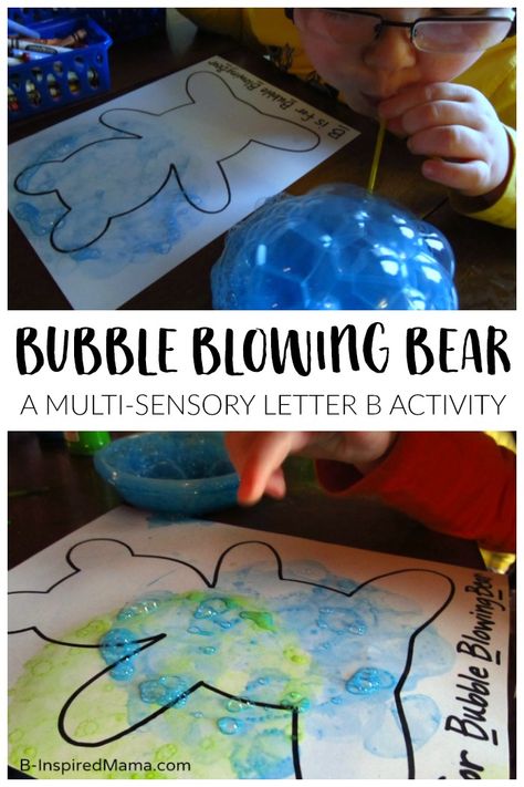 Bubble Blowing Bear Letter B Activity for Preschoolers Bubble Activity, Action Alphabet, Preschool Letter B, Letter B Activities, Bears Preschool, Joy School, September Preschool, Bubble Blowing, Activity For Preschoolers