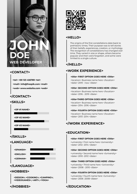 Simple Flat John Doe Web Developer Resume Web Developer Resume, Presentation Maker, Invitation Maker, Photo Collage Maker, Social Media Schedule, John Doe, Sticker Maker, Background Remover, Web Developer