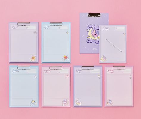 Exam Pad Design, School Bag Checklist, Exam Pad, Bt21 Products, Stationery For School, Bts Tiny Tan, Pastel Things, Army Accessories, Bts Season Greeting