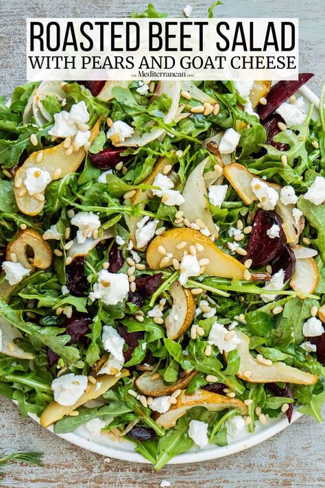 Beet And Goat Cheese Salad, Mediterranean Salads, Salad With Pears, Mediterranean Chicken Recipes, Fertile Crescent, Fall Eats, Beet And Goat Cheese, Fall Meals, Healthy Egg Breakfast