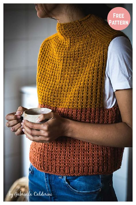 Knit Vest Pattern Free, Vest Pattern Free, Knit Vest Pattern, Crochet Vest Pattern, Knitted Vest, Easy Knitting Patterns, Creation Couture, Vest Pattern, Crochet Vest