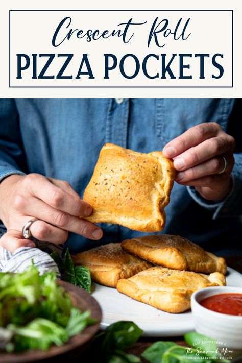 Pizza Pockets Homemade, Crescent Dough Sheet Recipes, Cresant Rolls, Pepperoni Calzone, Pizza Pockets Recipe, Homemade Calzone, Homemade Hot Pockets, Crescent Dough Sheet, Crescent Roll Pizza