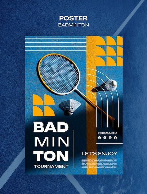 Free PSD badminton template design | Free Psd #Freepik #freepsd #badminton-poster #vertical #badminton-racket #shuttlecock Badminton Poster Design, Badminton Poster, Club Flyers, Badminton Racket, Free Psd, Badminton, Banner Design, Graphic Resources, Poster Design