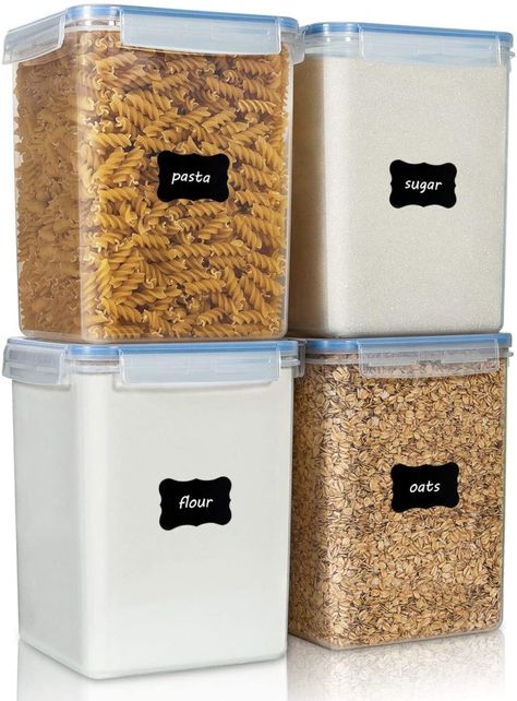 Large Food Storage Containers, Flour Container, Pantry Storage Containers, Cereal Storage, Food Canisters, Dry Food Storage, Plastic Canisters, Food Storage Container Set, Plastic Container Storage