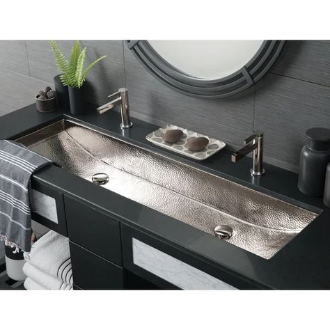 Trough Rectangular Bathroom Sink Concrete Farmhouse, Rectangular Bathroom Sink, Farmhouse Bathroom Sink, Copper Sink Bathroom, Drop In Bathroom Sinks, Nickel Bathroom, Rectangular Sink Bathroom, Rectangular Bathroom, Sink Ideas