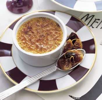 White Pepper Crème Brûlée with Fig and Prune Compote | Epicurious Dr Sebi Nutritional Guide, Plum Compote, Cheesecake Fudge, Prune Juice, Dinner Party Menu Ideas, Nutritional Guide, Dried Prunes, Fig Compote, Party Menu Ideas