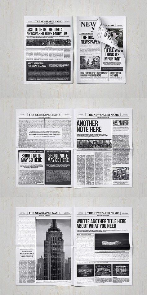 Newspaper Template Design, Large Fonts, Newspaper Design Layout, Newspaper Layout, Newspaper Template, Newspaper Design, Design Editorial, Publication Design, Newsletter Design