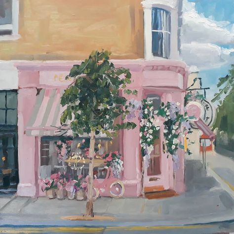 Peggy Porschen on Instagram: “Feeling inspired and honoured by this dreamy oil painting by local artist @lesleydabson of our flagship Chelsea Parlour. We’re desperately…” Oil Sketch, Peggy Porschen, Pink Shop, Feeling Inspired, Delicious Cakes, Color Inspo, Feel Inspired, Local Artists, Pretty Pink