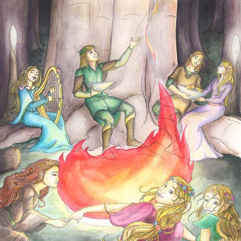 Merry Elves of Mirkwood by RiverCreek.deviantart.com Teleri Elves, Trina Schart Hyman, Silvan Elves, Pre Raphaelites, History Of Middle Earth, Mirkwood Elves, Battle Of The Five Armies, Earth People, Movie Site