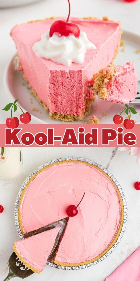 Koolaid Pie Recipe, Kook Aid Pie, Strawberry Koolaid Pie, Cool Aide Pie, Koolaid Pie Recipes Condensed Milk, No Bake Kool Aid Pie, Koolaid Pie Recipes, Refrigerator Pies Recipes, Freezer Pies